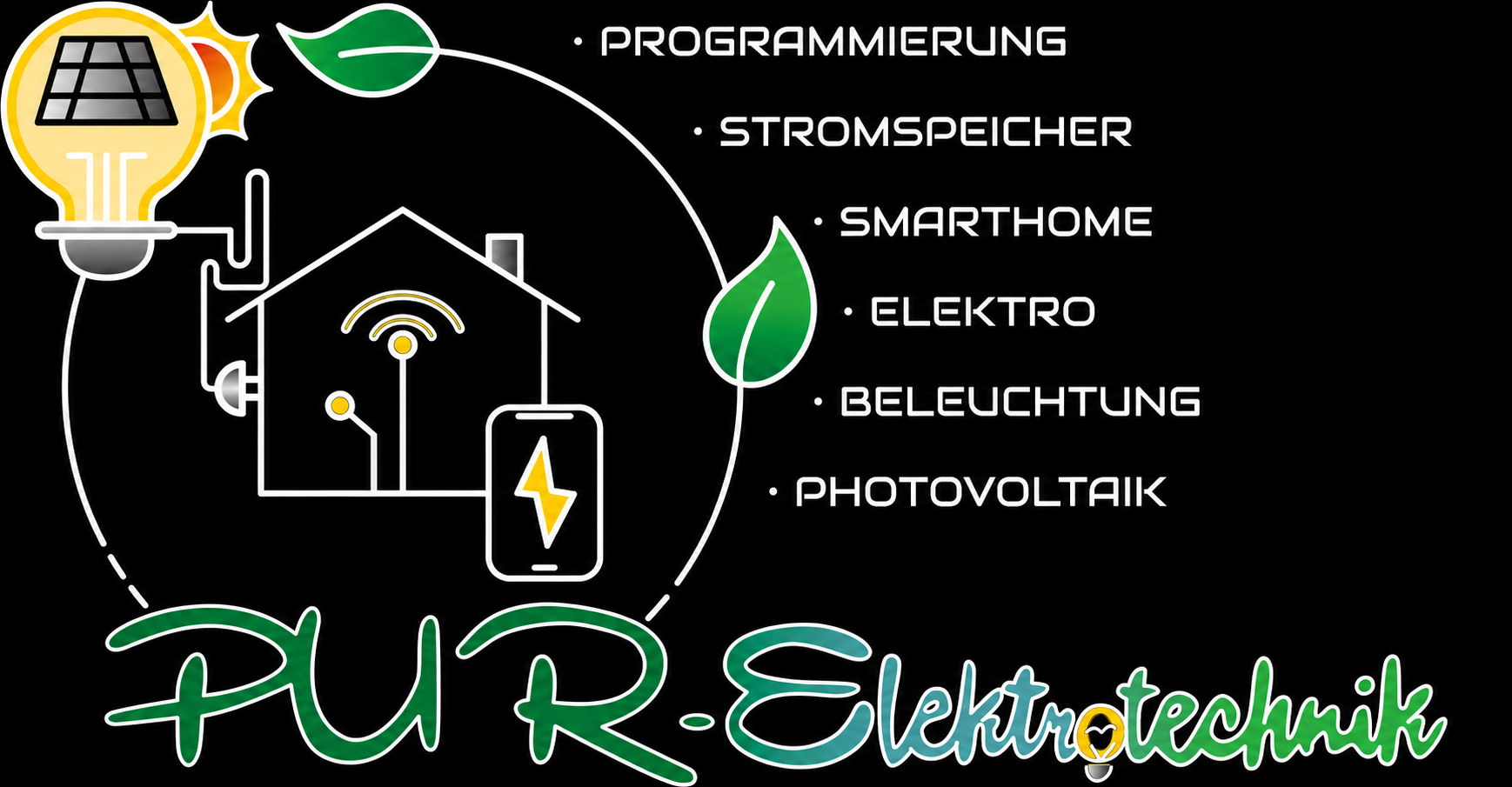 PUR-Elektrotechnik – Programmierung, Stromspeicher, Gebäudeautomation, Elektro, Beleuchtung und Photovoltaik.